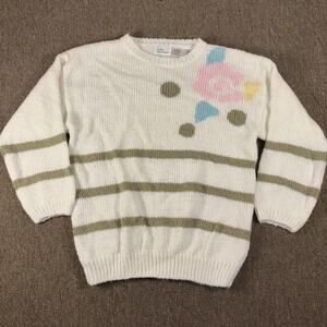 Basic Ingredients Women’s 90s Sweater Striped Retro Medium